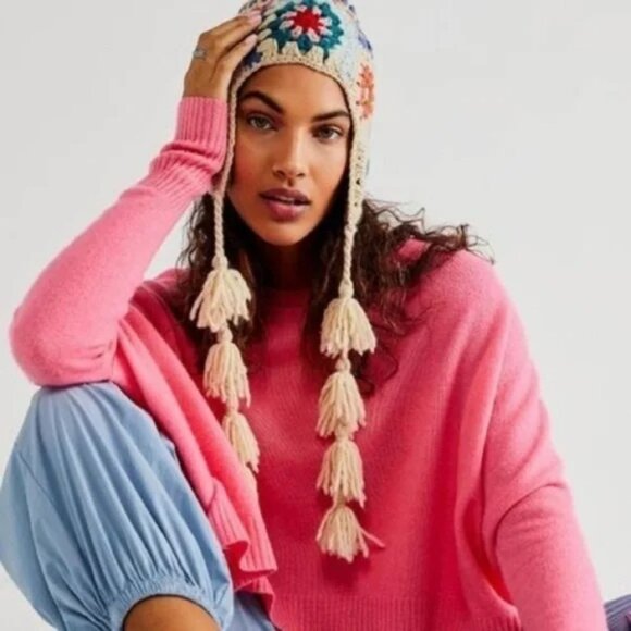 Free People x French Knot Embordered Knit Trapper Hat - Picture 10 of 10